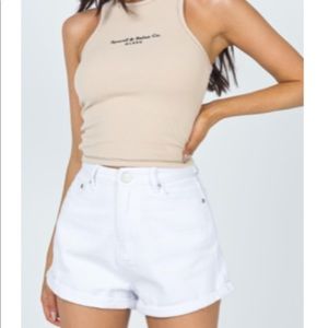 Princess Polly Gun Barrel Shorts White